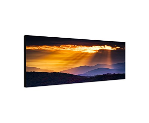 Wandbild auf Leinwand als Panorama in 150x50cm Berge Wald Herbst Sonnenaufgang Wolken Wandbild auf Leinwand als Panorama in 150x50cm Berge Wald Herbst Sonnenaufgang Wolken von Leinwandparadies