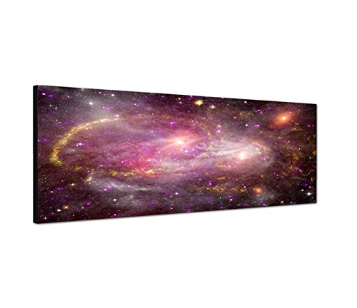 Wandbild auf Leinwand als Panorama in 150x50cm Galaxie Weltall Sterne Planeten von Leinwandparadies