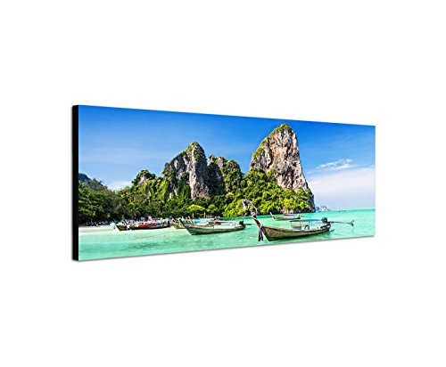 Wandbild auf Leinwand als Panorama in 150x50cm Thailand Meer Strand Felsen Boote Wandbild auf Leinwand als Panorama in 150x50cm Thailand Meer Strand Felsen Boote von Leinwandparadies