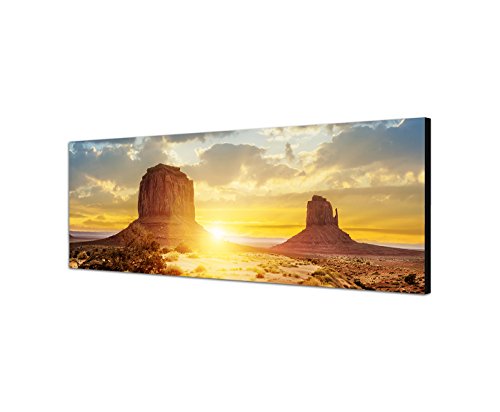 Wandbild auf Leinwand als Panorama in 150x50cm USA Monument Valley Sonnenuntergang Natur von Leinwandparadies