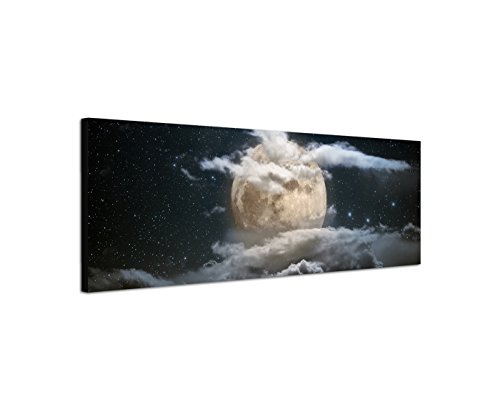 Wandbild auf Leinwand als Panorama in 150x50cm Vollmond Wolken Himmel Sterne Nacht Wandbild auf Leinwand als Panorama in 150x50cm Vollmond Wolken Himmel Sterne Nacht von Leinwandparadies