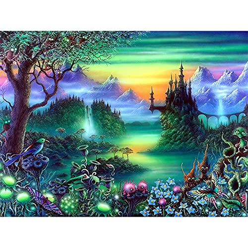 Diamant Painting Bilder Kits für Erwachsene,Fantasy Wonderland 5D DIY Diamant Malen Nach Zahlen Große Voll Strass Stickerei Kreuzstich Mosaik Gemälde Home Wand Dekor Round Drill 30x40cm/11.8x15.7in von Leioo