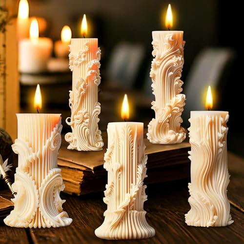 5 Stück Zylinderförmig Kerzenformen, Silikonformen Gießformen Kerzen, 3D Stumpenkerzen Formen, DIY Giessformen Silikon für Die Herstellung Von Kerzen, Antikes Römisches Muster 5 Stück Zylinderförmig Kerzenformen, Silikonformen Gießformen Kerzen, 3D Stumpenkerzen Formen, DIY Giessformen Silikon für Die Herstellung Von Kerzen, Antikes Römisches Muster von Leiortufa