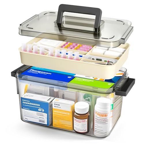 Medikamenten Aufbewahrungbox, Tragbare Projektkoffer Arzneimittel Box mit Druckverschluss,Transparent,Stapelbare Medikamentenschrank,Organizer für A4-Dateien,Fotos,Dokumente,Scrapbooks,Bastelbedarf Medikamenten Aufbewahrungbox, Tragbare Projektkoffer Arzneimittel Box mit Druckverschluss,Transparent,Stapelbare Medikamentenschrank,Organizer für A4-Dateien,Fotos,Dokumente,Scrapbooks,Bastelbedarf von Leiortufa