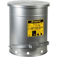 Justrite® Werkbank-Sammelbehälter SoundGuard™, Fußpedal, silber, 52 Liter von Justrite®