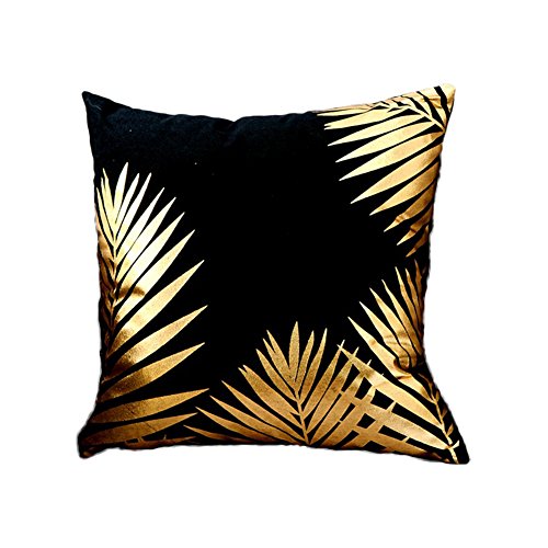 Leisial Schwarz Gold Kissenbezug 45 x 45 cm Kissenhülle Auto Pflanze Zierkissenbezüge Sofa Kissenbezug Leinen Kissen-Bezug Schwarz Kissen Cover 45 x 45 cm von Leisial