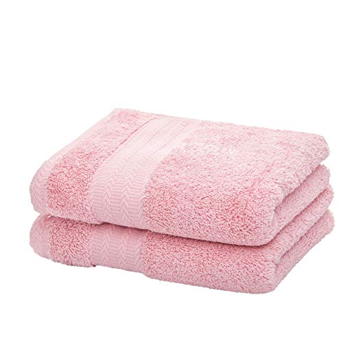 Leisofter Ultradicke, weiche und saugfähige Baumwoll-Handtücher für Badezimmer (Rosa, 2er-Pack, 35,6 x 73,7 cm) – Mehrzweck-Handtücher für Bad, Fitnessstudio und Spa mit Aufhängeschlaufe von Leisofter