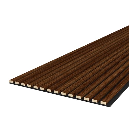 Leiste24 Akustikpaneel - Lamellenverkleidung - Wandverkleidung - 2.400 x 600 mm - Akustikfilz Schwarz - Lamellendekor Eiche dunkel von Leiste24