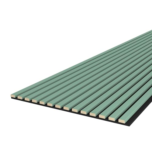 Leiste24 Akustikpaneel - Lamellenverkleidung - Wandverkleidung - 2.400 x 600 mm - Akustikfilz Schwarz - Lamellendekor Mint von Leiste24