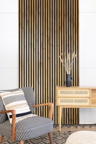 Leiste24 Akustikpaneel - Lamellenverkleidung - Wandverkleidung - 2.400 x 600 mm - Akustikfilz Schwarz - Lamellendekor Wildeiche von Leiste24