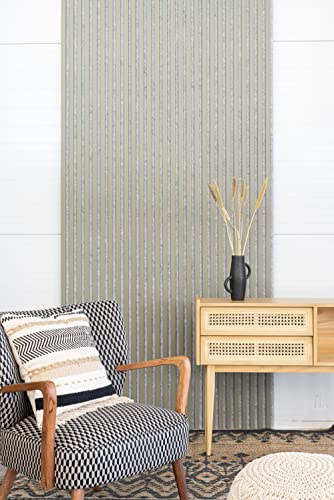 Leiste24 Akustikpaneel - Lamellenverkleidung - Wandverkleidung - 2600 x 400 mm - Akustikfilz Grau - Lamellendekor Olive von Leiste24