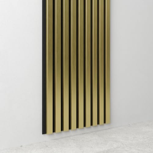 Leiste24 Akustikpaneel - Lamellenverkleidung - Wandverkleidung - 2600 x 400 mm - Akustikfilz Schwarz - Lamellendekor Gold von Leiste24