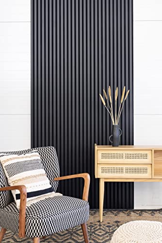 Leiste24 Akustikpaneel - Lamellenverkleidung - Wandverkleidung - 2600 x 400 mm - Akustikfilz Schwarz - Lamellendekor Schwarz von Leiste24