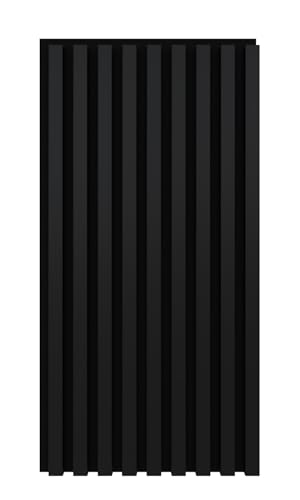 Leiste24 Akustikpaneel - Lamellenverkleidung - Wandverkleidung - 800 x 400 mm - Akustikfilz Schwarz - Lamellendekor Schwarz von Leiste24