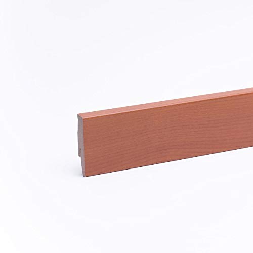 Leiste24 Dekor-Sockelleiste 60mm I Fußleiste 60 Höhe I stabiles MDF mit Dekor I Länge 2.600 mm I Bodenleiste mit integriertem Kabelkanal + Clipfräsung I Kirsche Natur von Leiste24