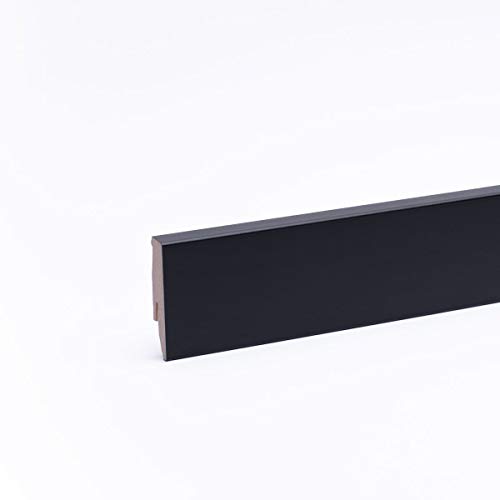 Leiste24 Dekor-Sockelleiste 60mm I Fußleiste 60 Höhe I stabiles MDF mit Dekor I Länge 2.600 mm I Bodenleiste mit integriertem Kabelkanal + Clipfräsung I Schwarz von Leiste24
