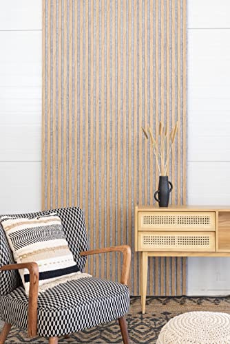 Leiste24 Akustikpaneel - Lamellenverkleidung - Wandverkleidung - 2600 x 400 mm - Akustikfilz Grau - Lamellendekor Eiche Natur von Leiste24