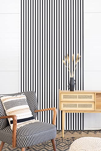 Leiste24 Akustikpaneel - Lamellenverkleidung - Wandverkleidung - 2600 x 400 mm - Akustikfilz Schwarz - Lamellendekor Weiß von Leiste24