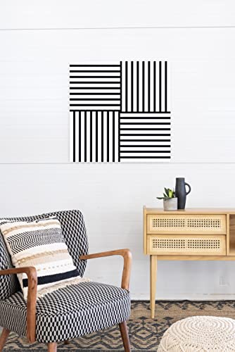 Leiste24 Lamellenverkleidung - Wandverkleidung - Akustikpaneel 400 x 400 mm - Akustikfilz Schwarz - Lamellendekor Weiß von Leiste24
