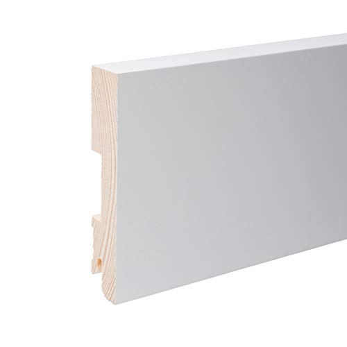 Vierkant Massivholz Sockelleiste I Echtholz Fußleiste - Weiß lackiert RAL 9010 Höhe 100mm von Leiste24