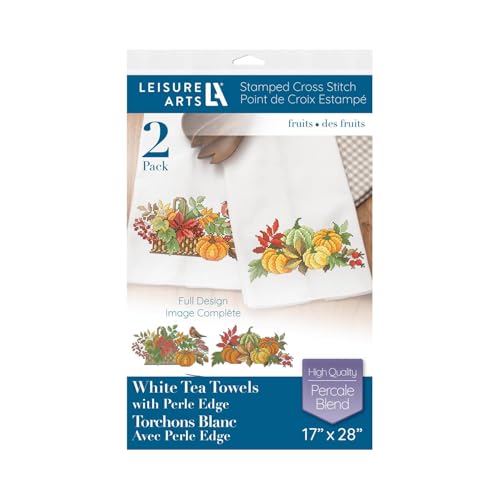LEISURE ARTS Geschirrtuch, 43,2 x 71,1 cm, Früchte, 2-teilig, Stickset, Badezimmer-Handtücher, Küchentuch, Kreuzstich-Set, geprägtes Kreuzstich-Set von Leisure Arts