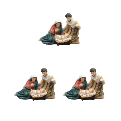 Leisurealeaneag 3 Set Harz Statue Heilige Familie Baby Jesus Christus Figur Religiöse Dekoration 12,5x7x10 cm C von Leisurealeaneag