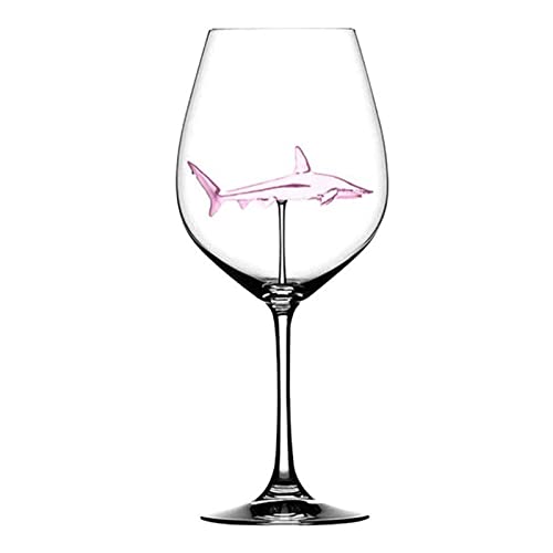 Leisurealeaneag 300ml Transparent Shark Weingläser für Weihnachten Geburtstag Rosa von Leisurealeaneag