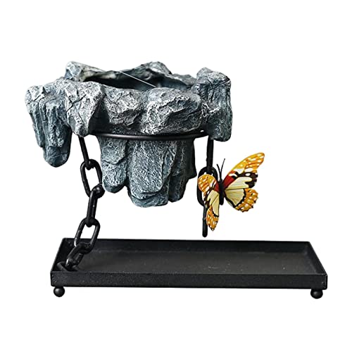 Leisurealeaneag Blumentopf Garten Pflanzgefäß Container Blume Sukkulenten Topf Quadrat mit Steingarten, Grau Schwarz von Leisurealeaneag