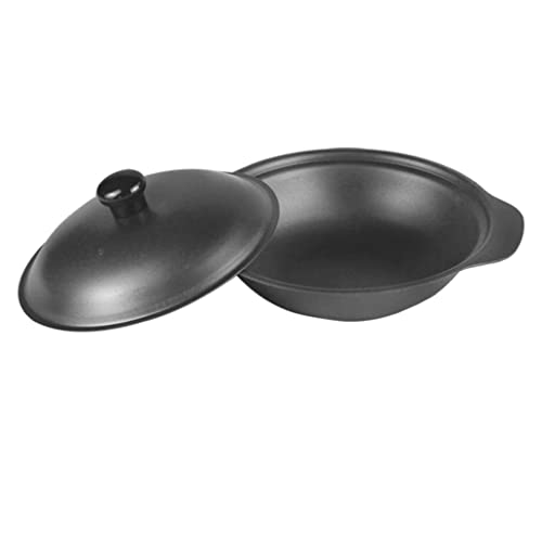 Leisurealeaneag Eisenkasserolle Mini Küche Gusseisen Wok Flach Antihaft Küche 16 cm, Schwarz von Leisurealeaneag