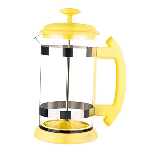 Leisurealeaneag French Press Kaffeemaschine, hitzebeständig, Borosilikatglas, Büro, Zuhause, Gelb, 210 x 110 mm von Leisurealeaneag