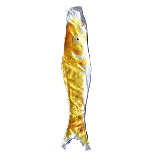 Leisurealeaneag Japanischer Windsack Karpfenflagge Garten Koi Nobori Segelfisch 110 cm Gold Gelb von Leisurealeaneag