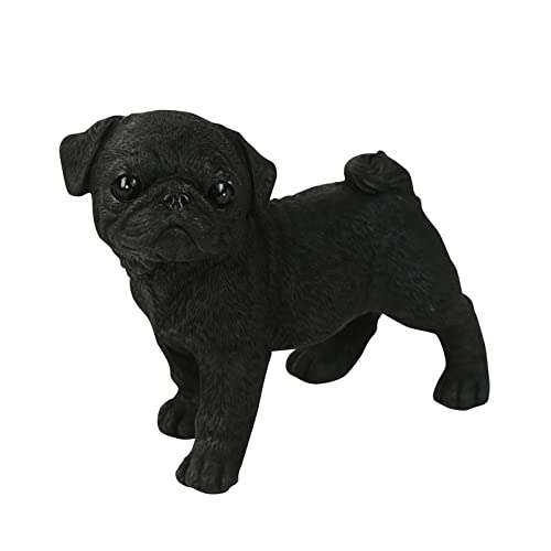 Leisurealeaneag Mops Figur Miniatur Hund Statue für Auto Armaturenbrett Wohnzimmer Schwarz 12 x 5,5 x 10 cm von Leisurealeaneag