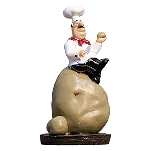 Leisurealeaneag Zarte Chef-Figur Ornament Statue Modell Küche Zuhause Restaurant Dekor Sitzen auf Kartoffel von Leisurealeaneag