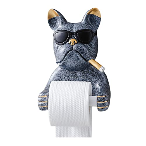 Toilettenpapierhalter Hundefigur Papierhandtuchhalter für Badezimmer Dekor Grau, Grau von Leisurealeaneag