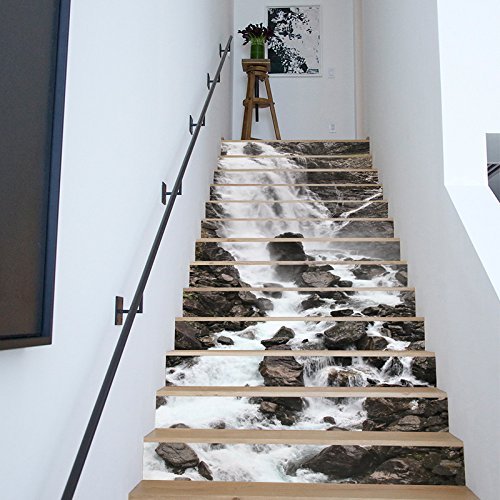 13 stücke Treppen Aufkleber, 3D DIY selbstklebende Aufkleber Wand Home Decor Abnehmbare Aufkleber für Treppenhaus (B) von LEISURE TIME