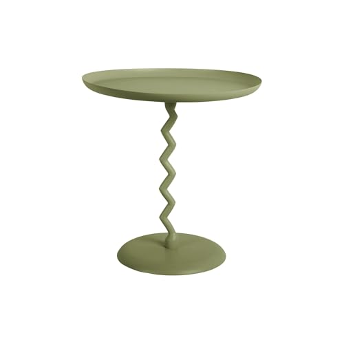 Leitmotiv Beistelltisch Zig Zag - Armeegrün - Ø40cm - Rund - Eisen - Couchtisch - Sofatisch - Kleiner Tisch für Wohnzimmer & Schlafzimmer von Leitmotiv