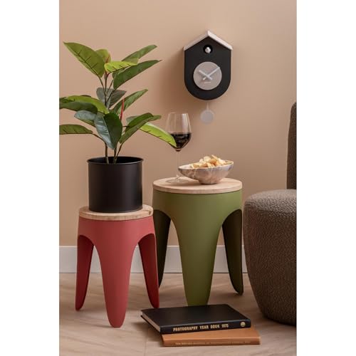 Leitmotiv Hocker Double Funky - Armeegrün - Ø24cm - Rund - Eisen - Küchenhocker - Barstühle - Hocker für Esszimmer - Küche - Theke - Bar von Leitmotiv