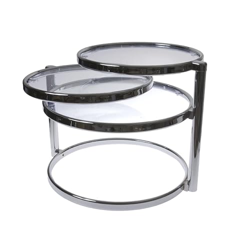 LEITMOTIV Double Swivel Tisch, Kaffeetisch, Beistelltisch, Glas, Silber, Large von Present Time