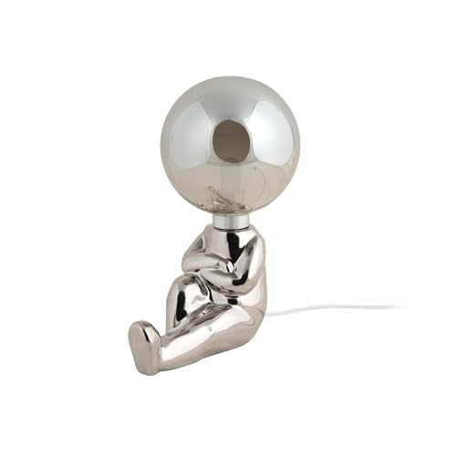 Leitmotiv Tischlampe Joey Led - Silber - 16.5x12x22.5cm - Rund - Keramik - Tischleuchte Wohnzimmer & Schlafzimmer - Tischlampen modern von Leitmotiv