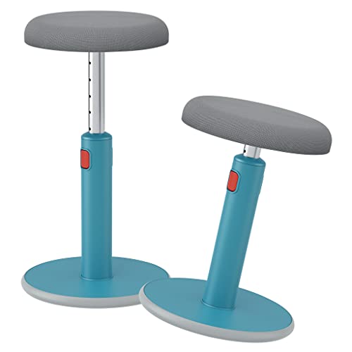 Leitz Active Sitz-Steh-Hocker, Ergonomischer höhenverstellbarer Wipphocker für 46 cm bis 79 cm Höhe, Runder Bürodrehstuhl/-hocker, Ergo Cosy Serie, blau, 65180061 von Leitz