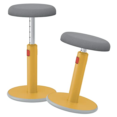 Leitz Active Sitz-Steh-Hocker, Ergonomischer höhenverstellbarer Wipphocker für 46 cm bis 79 cm Höhe, Runder Bürodrehstuhl/-hocker, Ergo Cosy Serie, gelb, 65180019 von Leitz