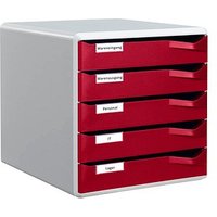 LEITZ Schubladenbox Post-Set  bordeaux 5280-00-28, DIN A4 mit 5 Schubladen von Leitz