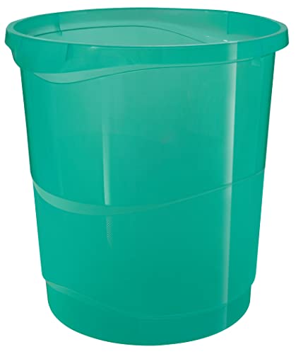Esselte Papierkorb, 14 Liter Volumen, Kunststoff Abfall- und Wertstoffbehälter, für Haushalt/Büro, mit Prägemuster, Colour'Breeze Serie, Grün, 626290 von Esselte