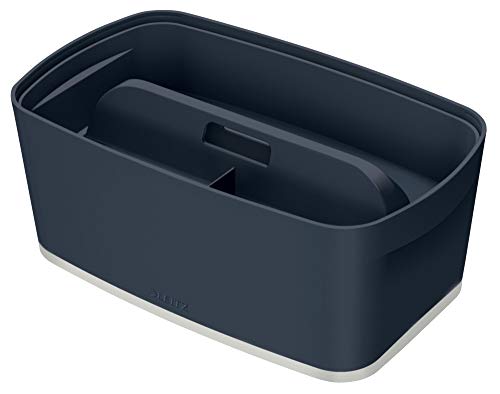 Leitz MyBox kleine Aufbewahrungsbox mit Deckel und Aufbewahrungsschale mit Griff, Samtgrau, Cosy-Serie, 52670089, Dunkelgrau von Leitz
