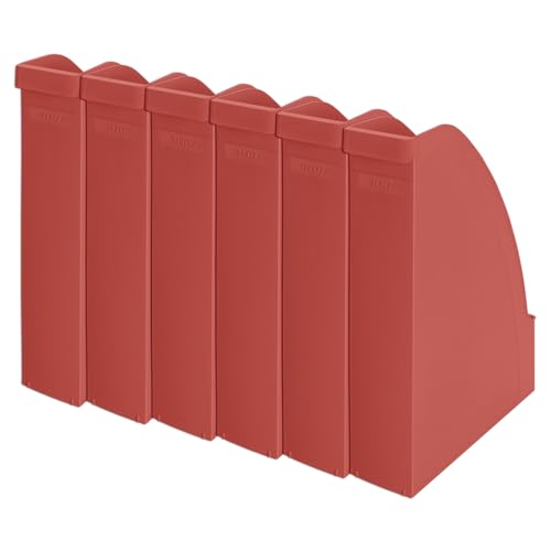 Leitz Stehsammler A4, 6er Pack, 100 % recyclebar, klimakompensiert, Blauer Engel, Recycle-Sortiment, Rot, 24765020 von Leitz