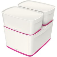 LEITZ Aufbewahrungsboxen MyBox mittel mit Deckel pink 18,0 l - 38,5 x 31,8 x 19,8 cm perlweiß/pink von Leitz