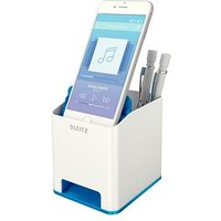 LEITZ Stiftehalter WOW Duo Colour perlweiß/blau Polystyrol 2 Fächer 9,0 x 10,1 x 10,0 cm von Leitz