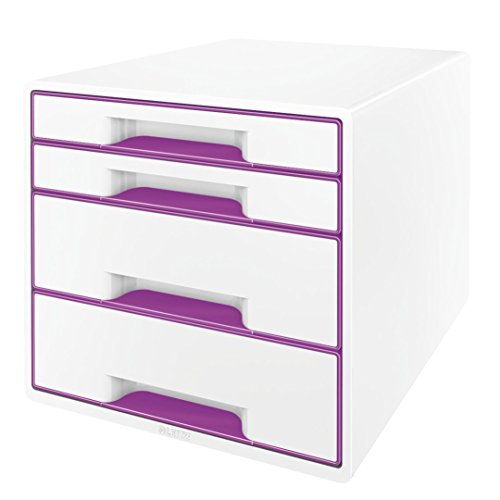 Leitz 52131062 Wow Cube Schubladenbox (Polystyrol) 4 Schubladen perlweiß/violett von Leitz