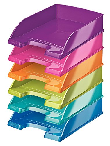 Leitz 52263099-6 Briefkorb Wow A4 blau, eisblau, orange, grün, violett und pink (6 metallic Farben | 6 Stück) von Leitz