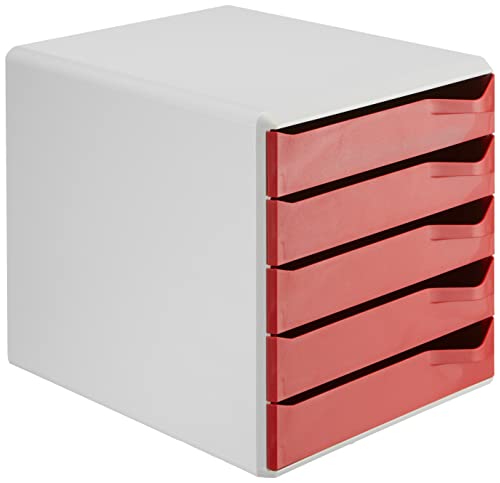 Leitz Post-Set mit 5 Schubladen, Schubladenset zur Aufbewahrung von Dokumenten und Büromaterialien, Grau/Rot, 52800025 Leitz Post-Set mit 5 Schubladen, Schubladenset zur Aufbewahrung von Dokumenten und Büromaterialien, Grau/Rot, 52800025 von Leitz